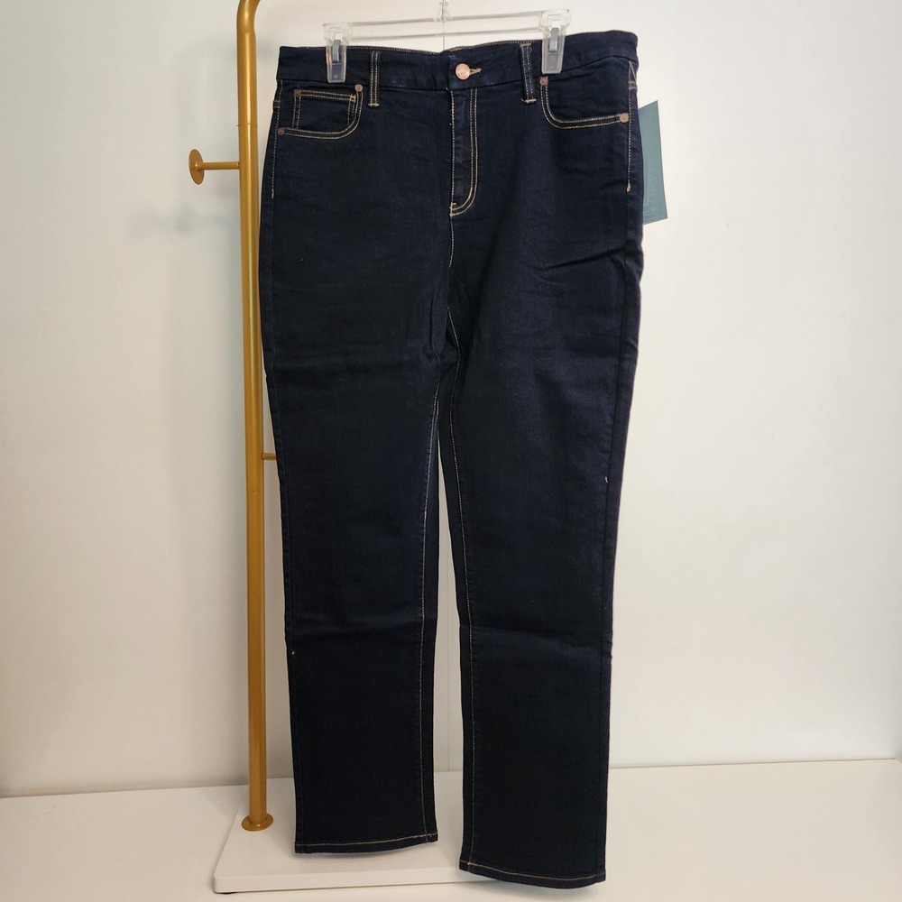 14 Dark Denim Blue Jeans, Relaxed Straight Leg, New with Tags, Size 14